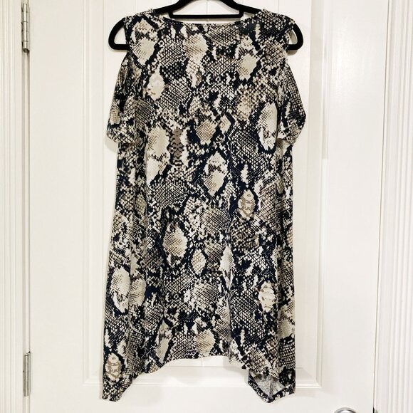 JONES NEW YORK Black snake print cold shoulder short sleeve top ~ MEDIUM LARGE - Picture 15 of 15
